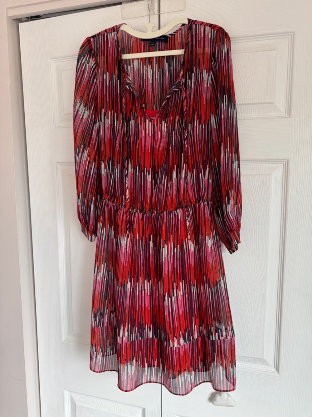 NWOT Tommy Hilfiger Red & Pink Patterned Elastic-Waist Dress